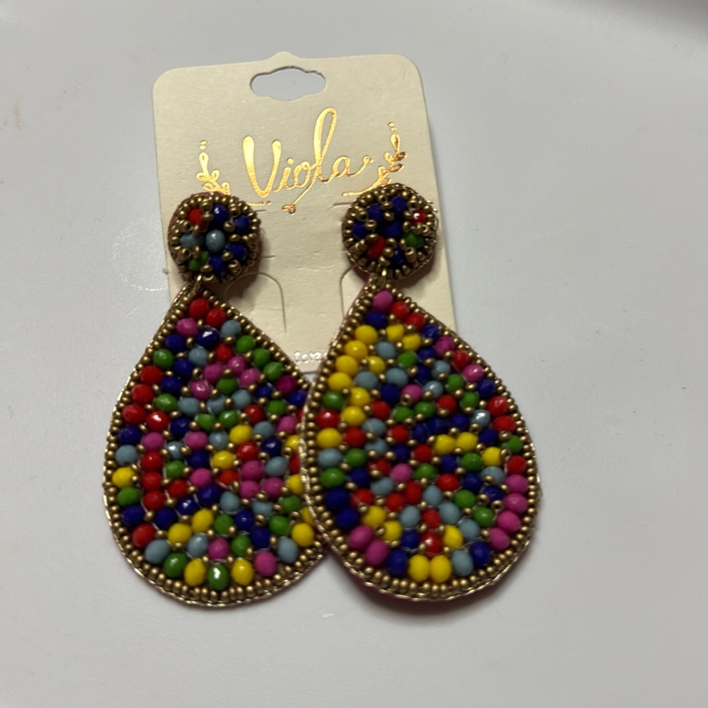 Multi colored bead earrings